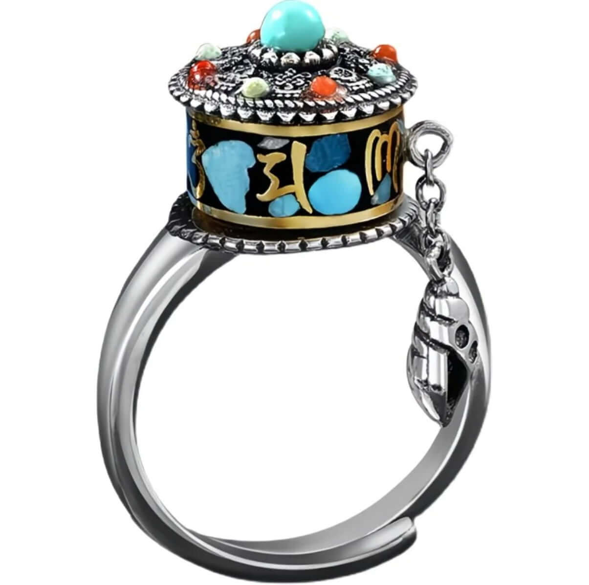 Rotating Six Mantra Ring – Tibetan Prayer Wheel by BodhiBloom 4