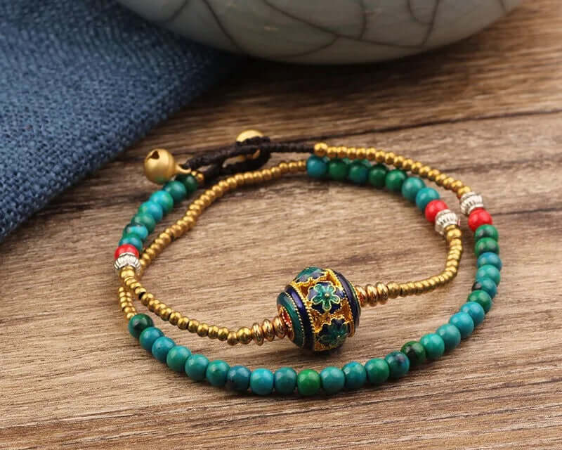 BodhiBloom Tibetan Earthly Energy Double Strand Bracelet jewelry display