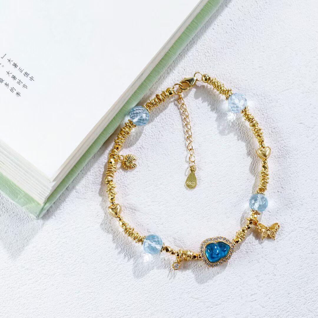 Topaz Aquamarine and Diamond Gourd Bracelet – BodhiBloom 5