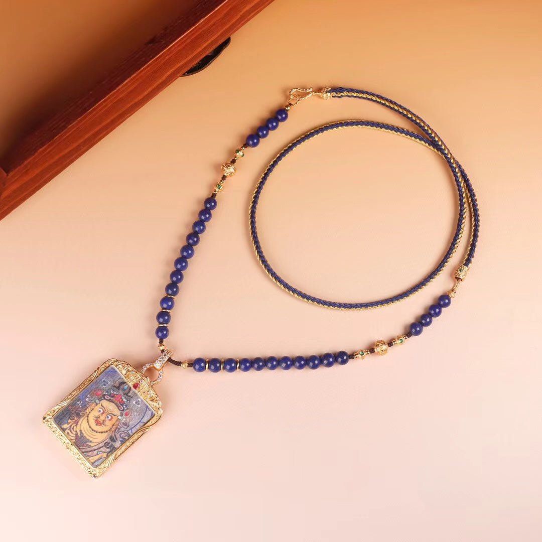 Golden Jambhala Lapis Lazuli Hand-woven Necklace BodhiBloom