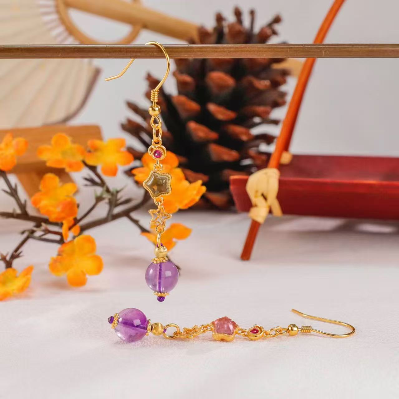 Luminous Amethyst Tourmaline Earring BodhiBloom