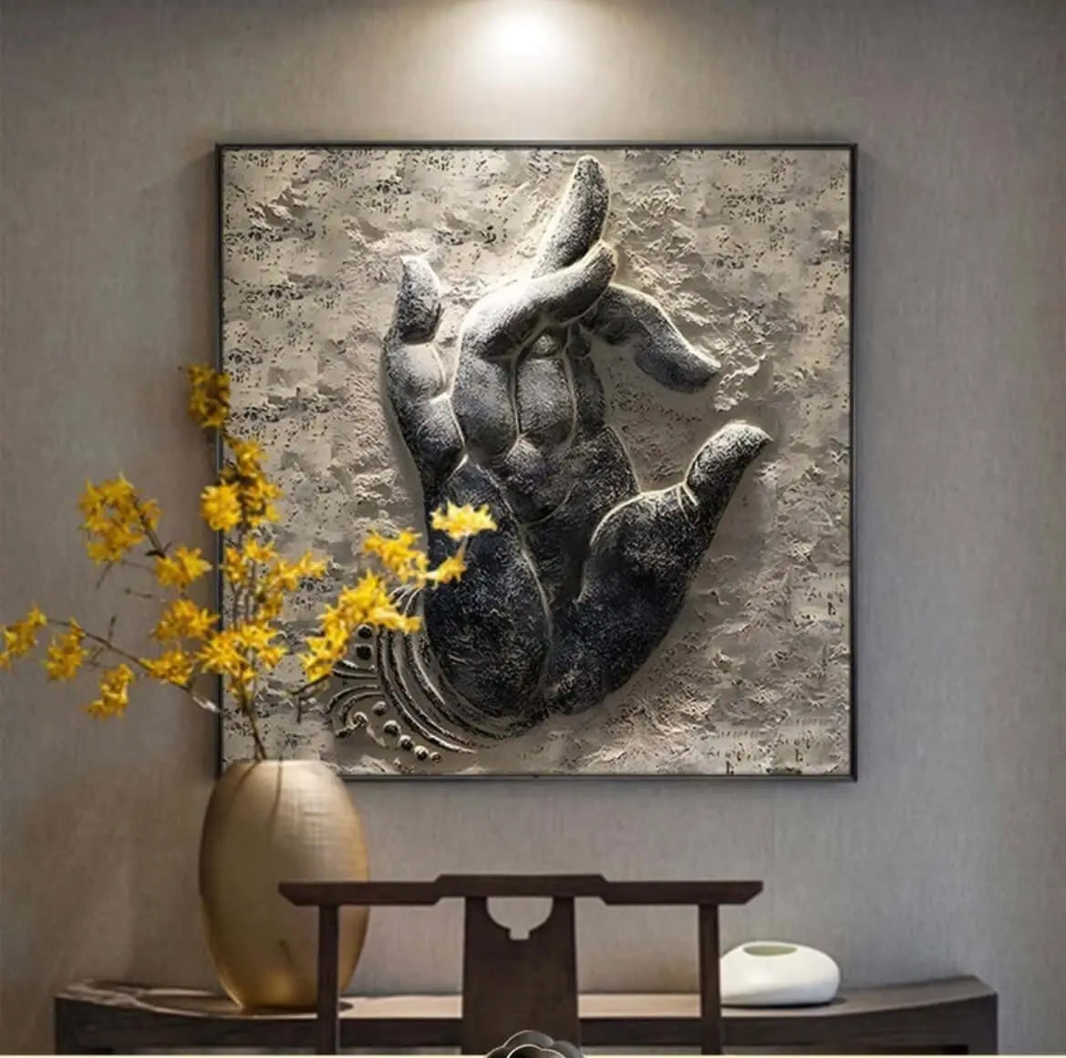 Zen Buddha Hand Painting - Elegant Spiritual Wall Art - BodhiBloom 2
