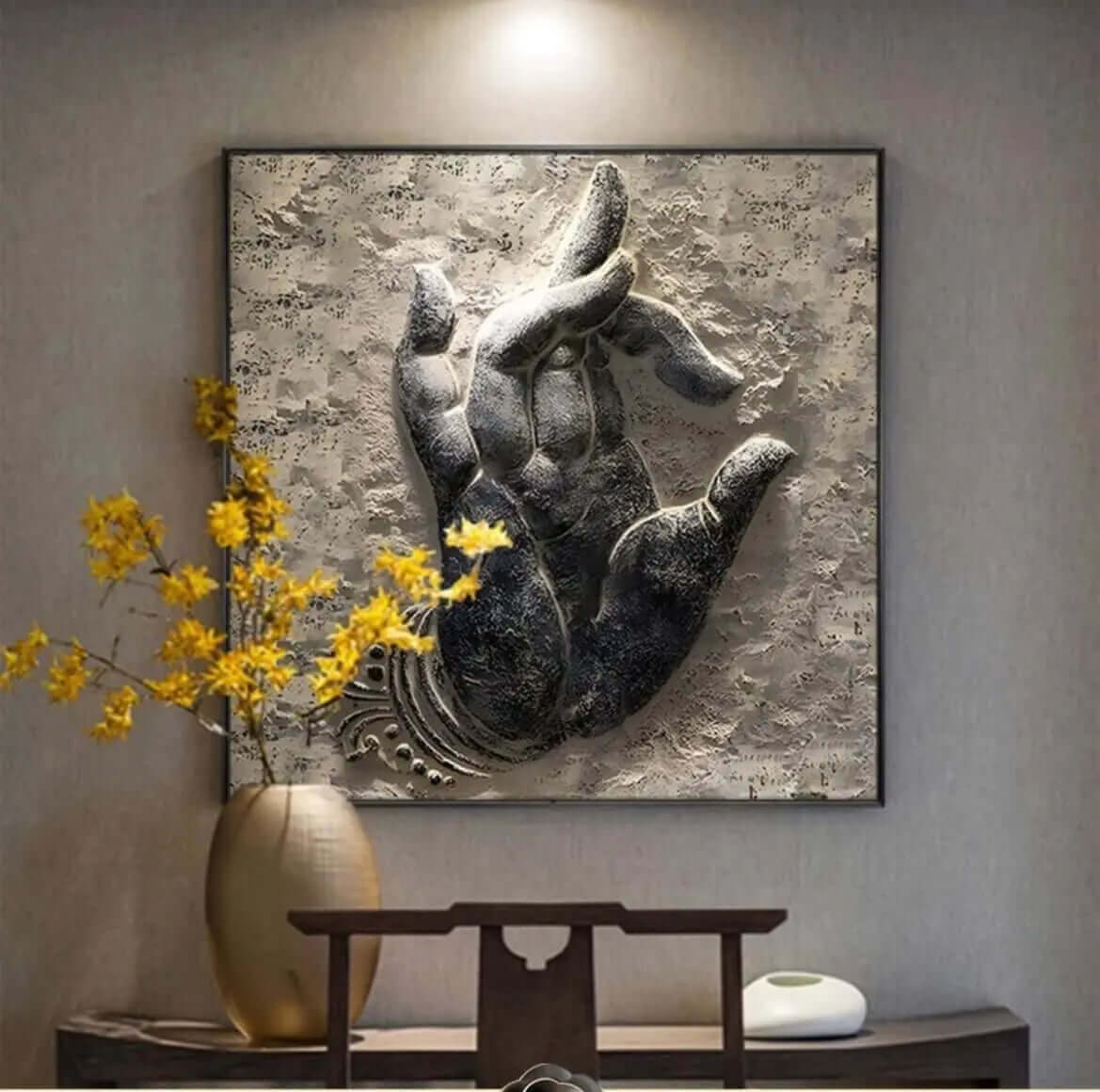 Zen Buddha Hand Painting - Elegant Spiritual Wall Art - BodhiBloom 2
