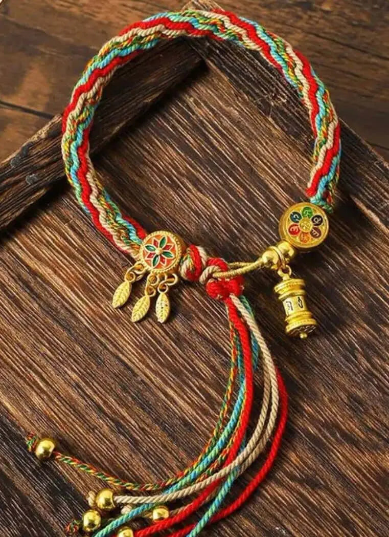 Tibetan Mantra Bracelet - Sacred Six Mantra Cord for Luck & Protection - BodhiBloom 6