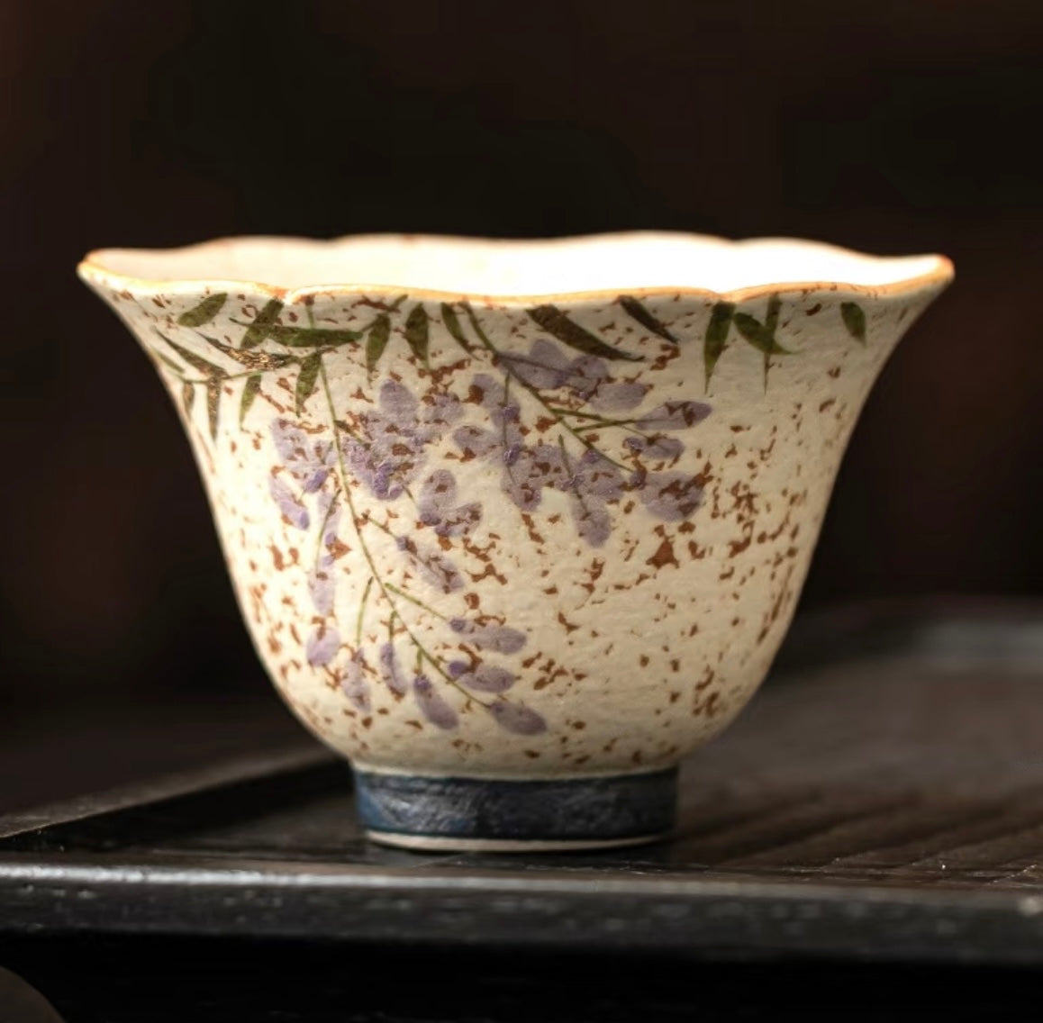 Wisteria Ascendant - A gilded Porcelain Bell Chalice Where Spring Eternally Blossoms