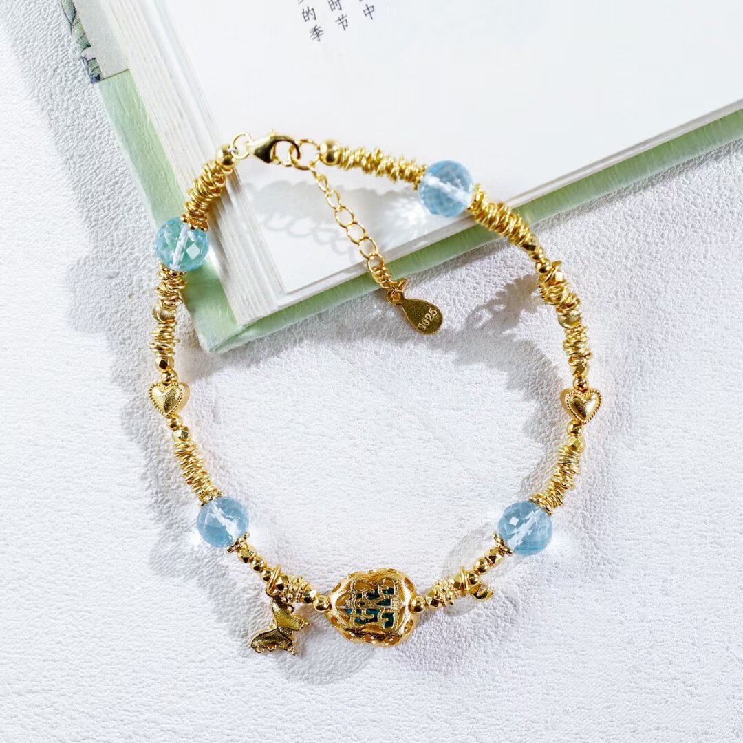 Topaz, Aquamarine, and Diamond Gourd Bracelet