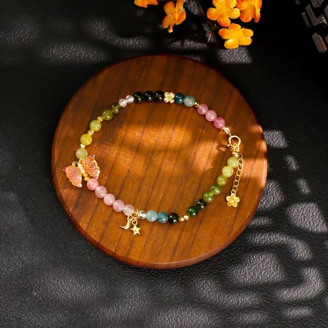 BodhiBloom Butterfly Whispers Rainbow Aura Bracelet in light 3