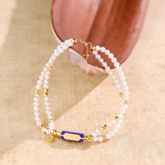 Classic Chinese Pearl & Lapis Lazuli Top Luck Square Bead – BodhiBloom