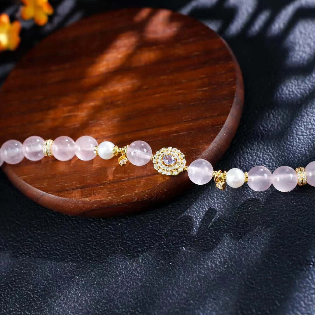 Divine Grace of Pink Quartz Tanzanite Bracelet 4