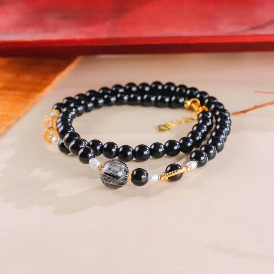 Obsidian Shield Bracelet BodhiBloom Double Strand