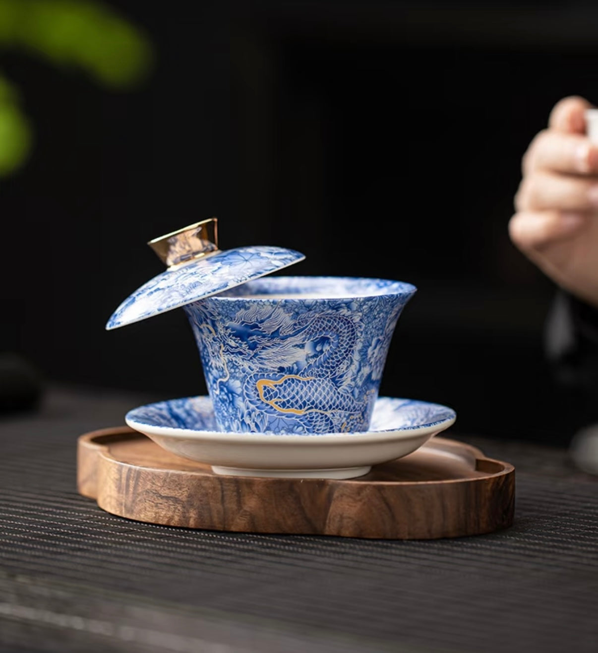 Exquisite jade tea cup- Silver Dragon BodhiBloom