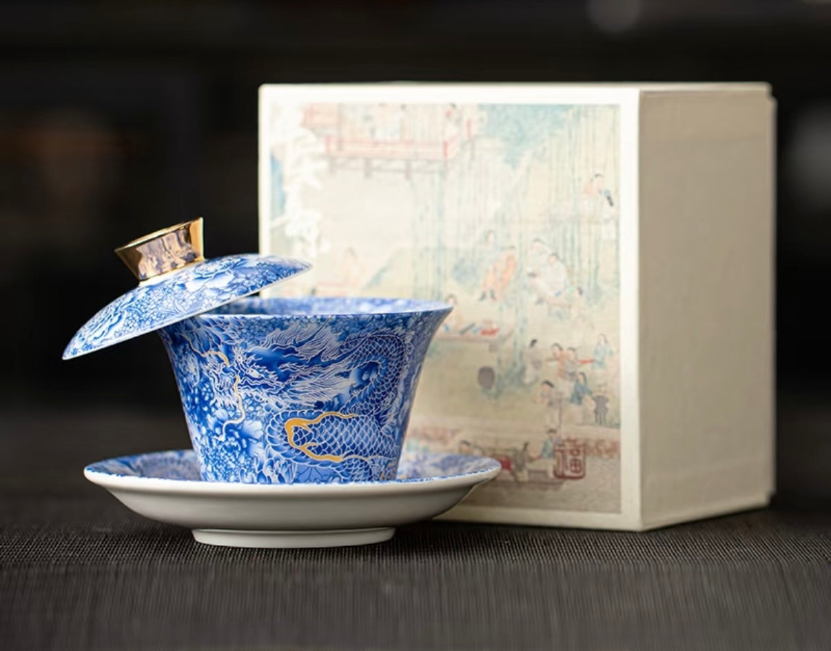 Exquisite jade tea cup- Silver Dragon BodhiBloom