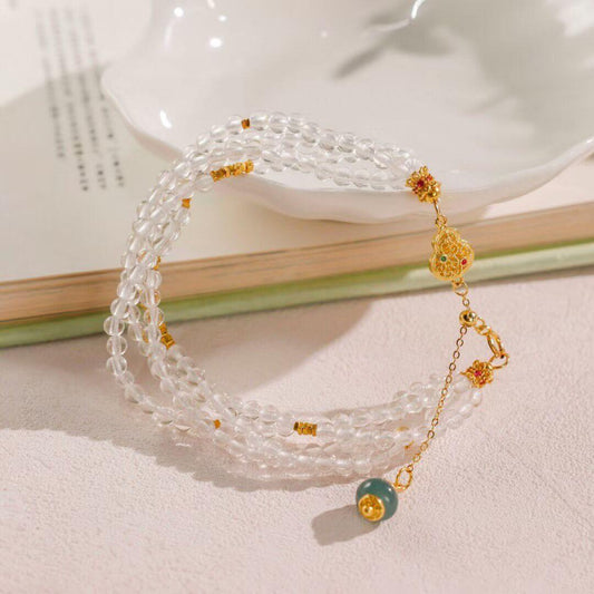 Gold Gourd Pure Quartz Adjustable Bracelet – BodhiBloom