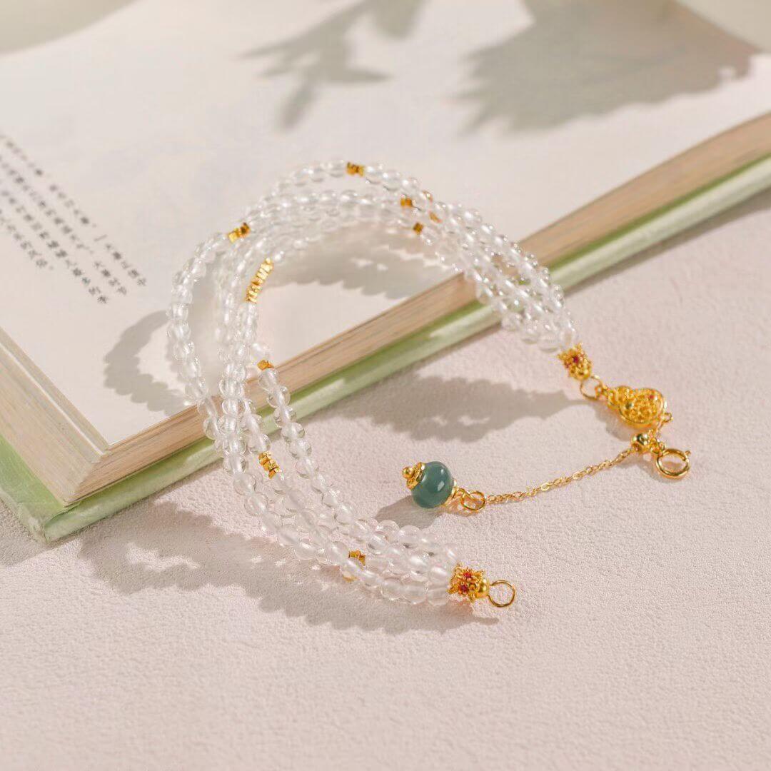 Gold Gourd Pure Quartz Adjustable Bracelet – BodhiBloom 3