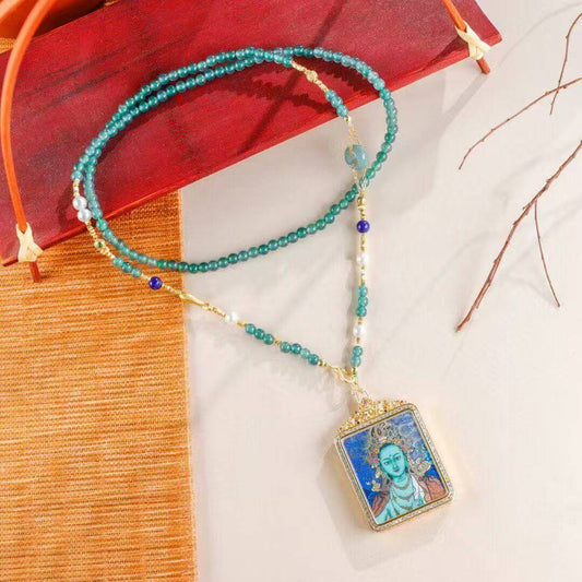 Jadeite Pearl Tara Pendant Handcrafted Design 1 BodhiBloom