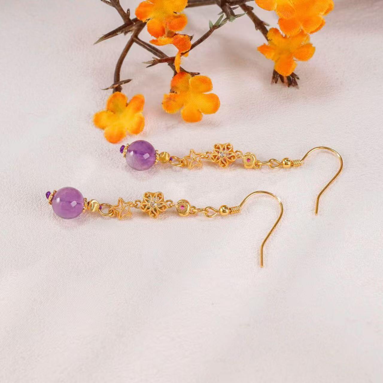 Luminous Amethyst Tourmaline Earring BodhiBloom