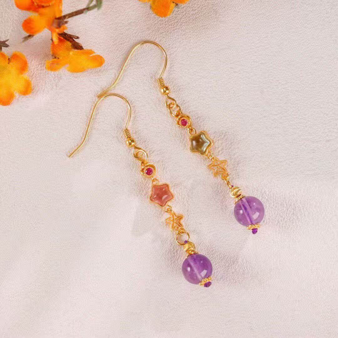 Luminous Amethyst Tourmaline Earring BodhiBloom