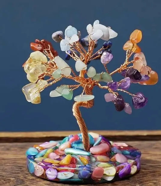 Rainbow Crystal Tree with Mother-of-Pearl Base - Universal Harmony & Wholeness BodhiBloom