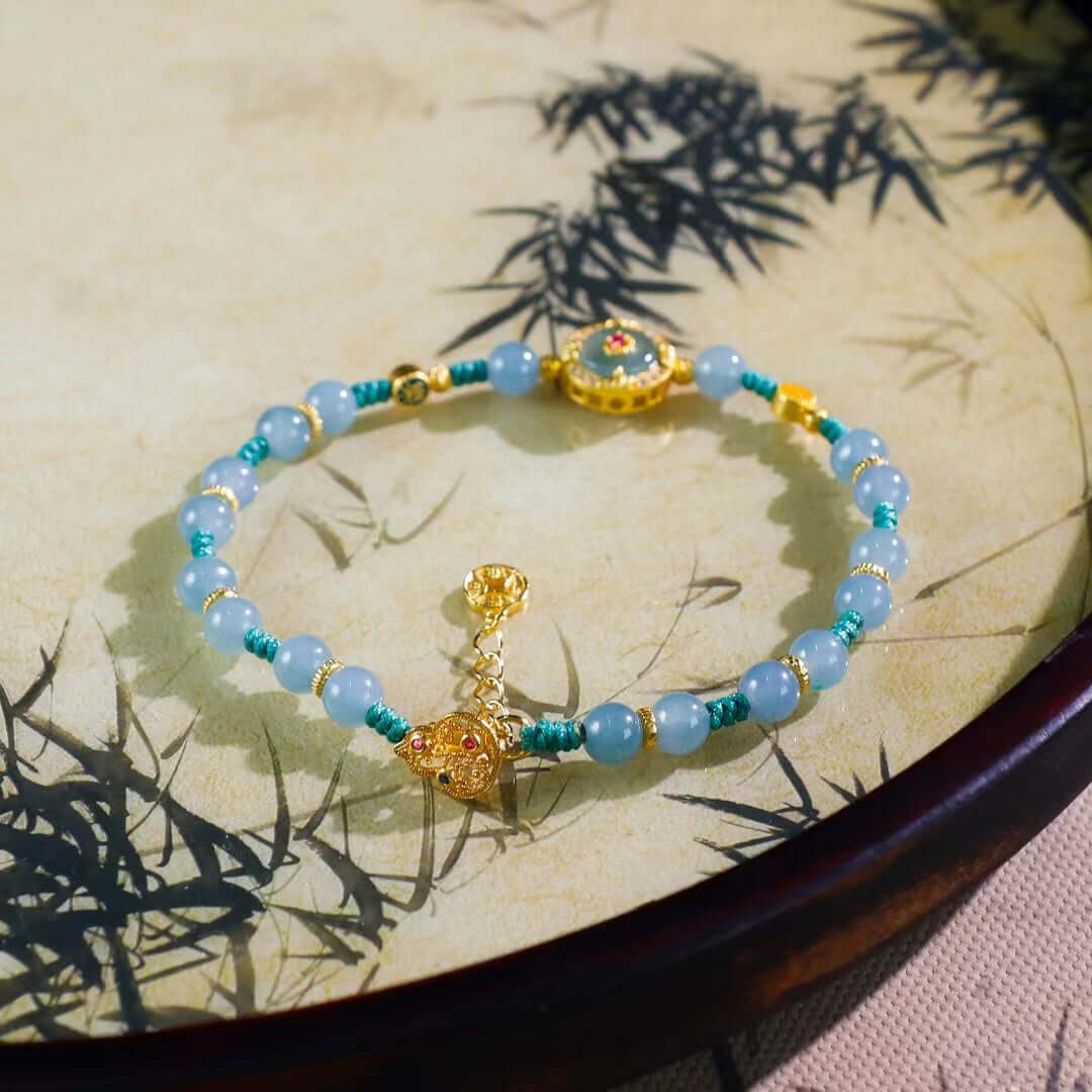 Handcrafted Serenity and Radiant Joy Jadeite Bracelet close-up