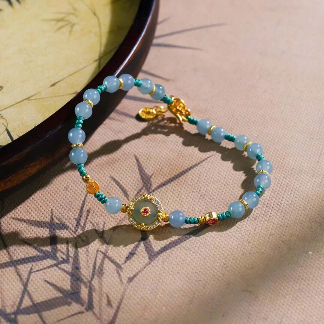 Handcrafted Serenity and Radiant Joy Jadeite Bracelet close-up
