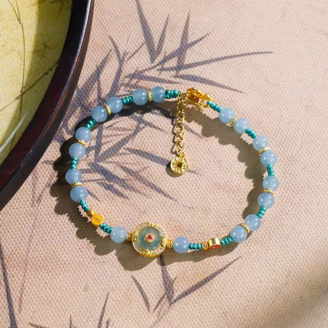 Handcrafted Serenity and Radiant Joy Jadeite Bracelet close-up