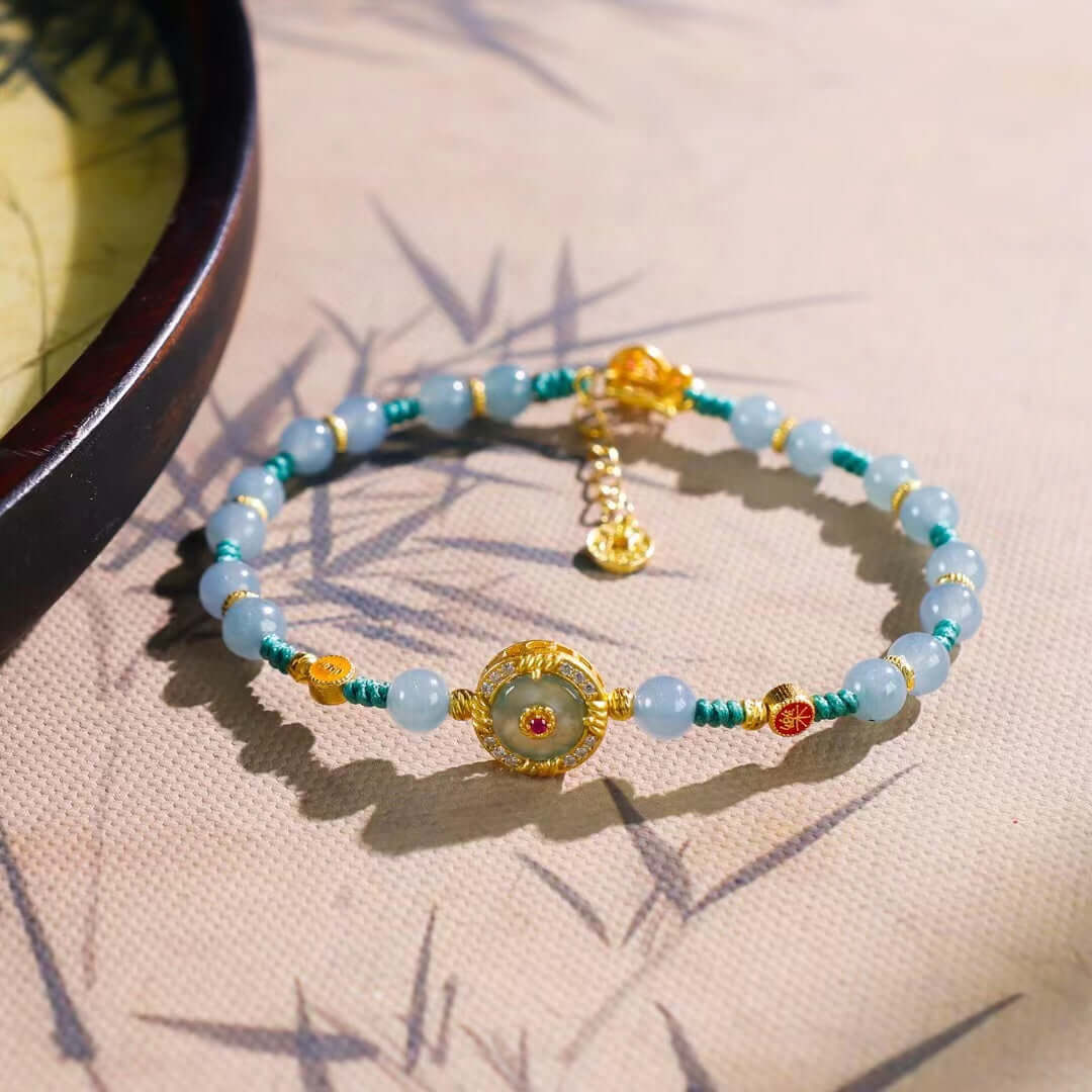 Handcrafted Serenity and Radiant Joy Jadeite Bracelet close-up