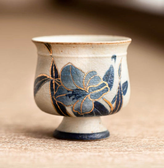 The Azure Lily - A blue and white chalice of celestial craftsmanship BodhiBloom