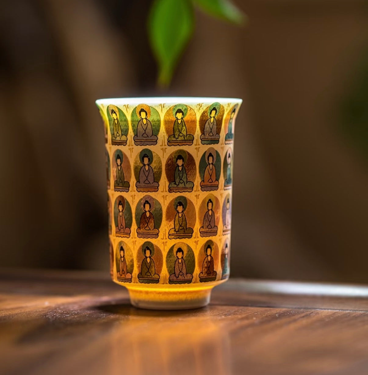 Thousand Buddhas Illuminated - Dunhuang porcelain relic in Porcelain Gold BodhiBloom