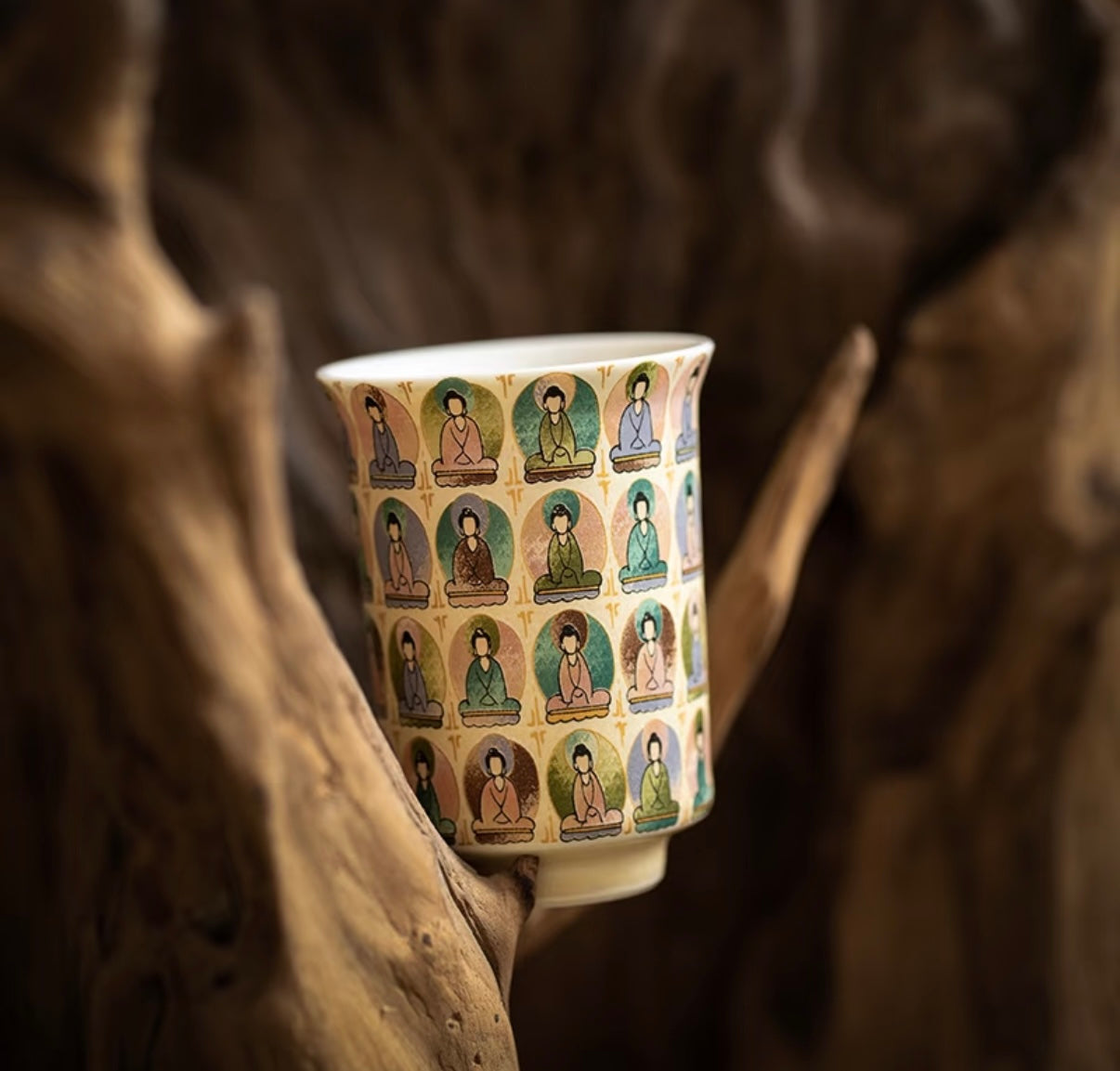 Thousand Buddhas Illuminated - Dunhuang porcelain relic in Porcelain Gold BodhiBloom