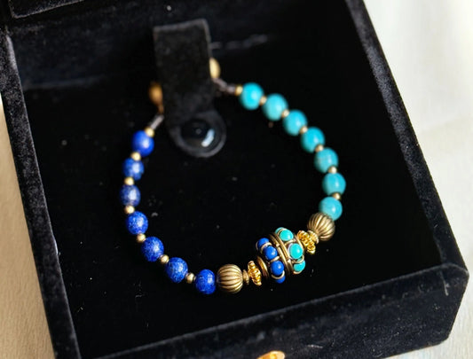 Tibetan indigo jade stone beads with vintage charm BodhiBloom