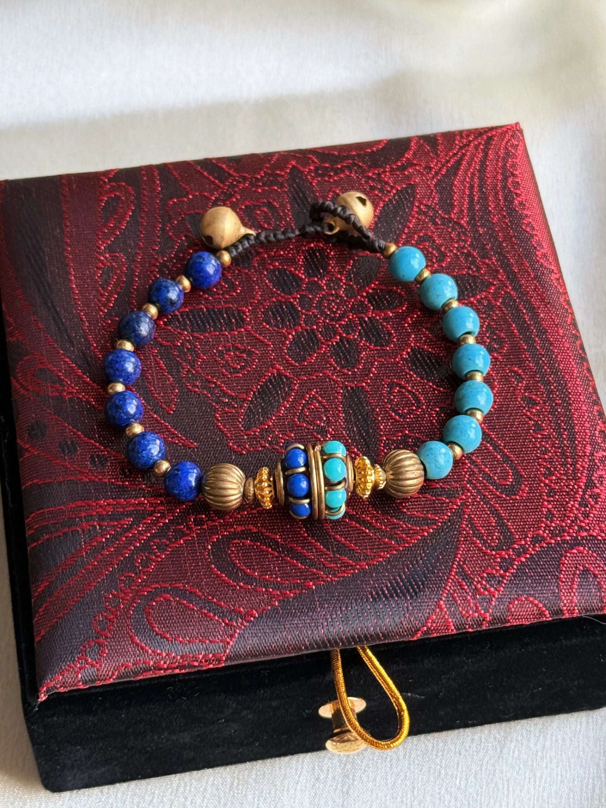 Tibetan indigo jade stone beads with vintage charm BodhiBloom