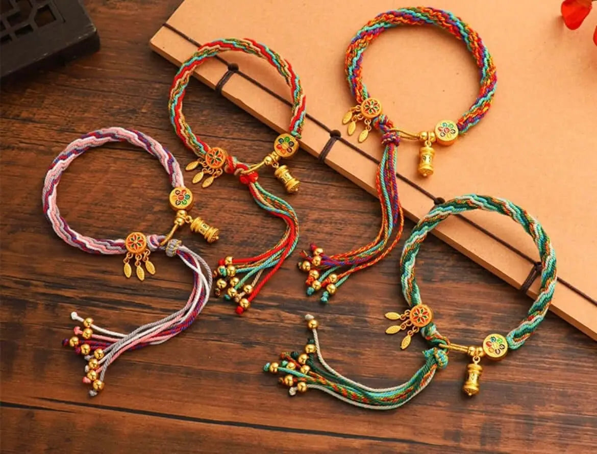 Tibetan Mantra Bracelet - Sacred Six Mantra Cord for Luck & Protection - BodhiBloom