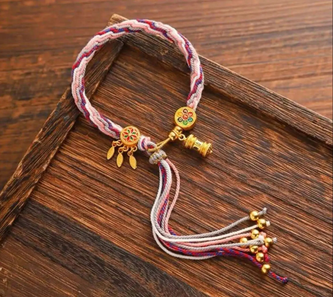 Tibetan Mantra Bracelet - Sacred Six Mantra Cord for Luck & Protection - BodhiBloom 2