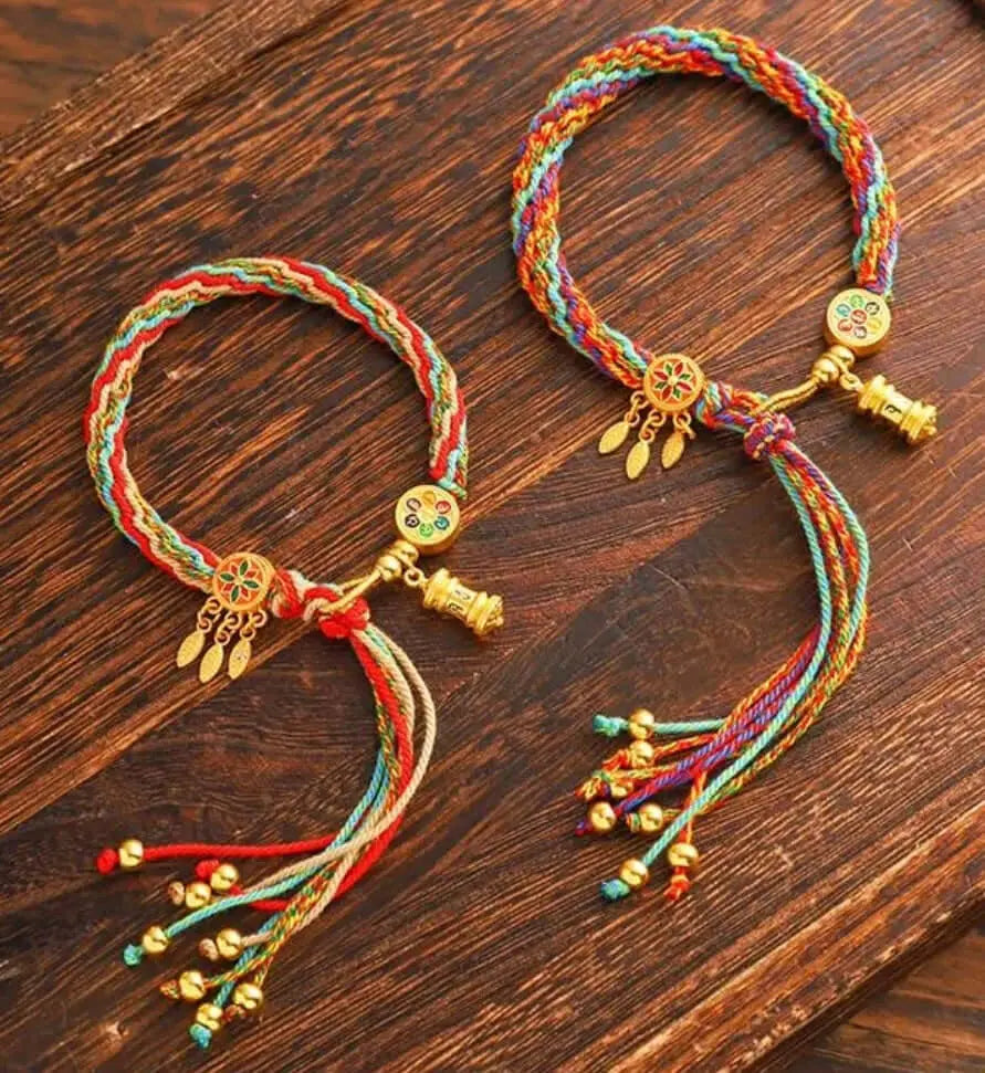 Tibetan Mantra Bracelet - Sacred Six Mantra Cord for Luck & Protection - BodhiBloom 3