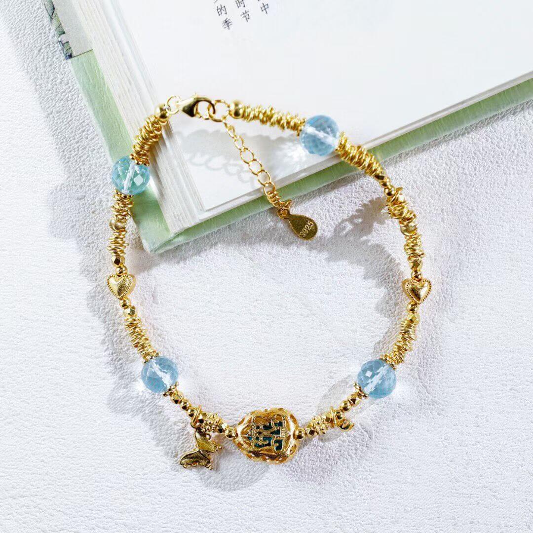 Topaz Aquamarine and Diamond Gourd Bracelet – BodhiBloom 2