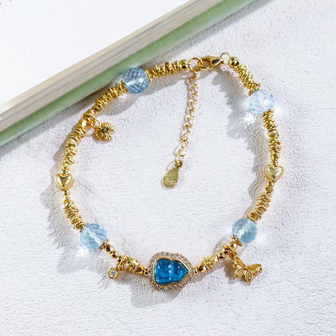 Topaz Aquamarine and Diamond Gourd Bracelet – BodhiBloom 4