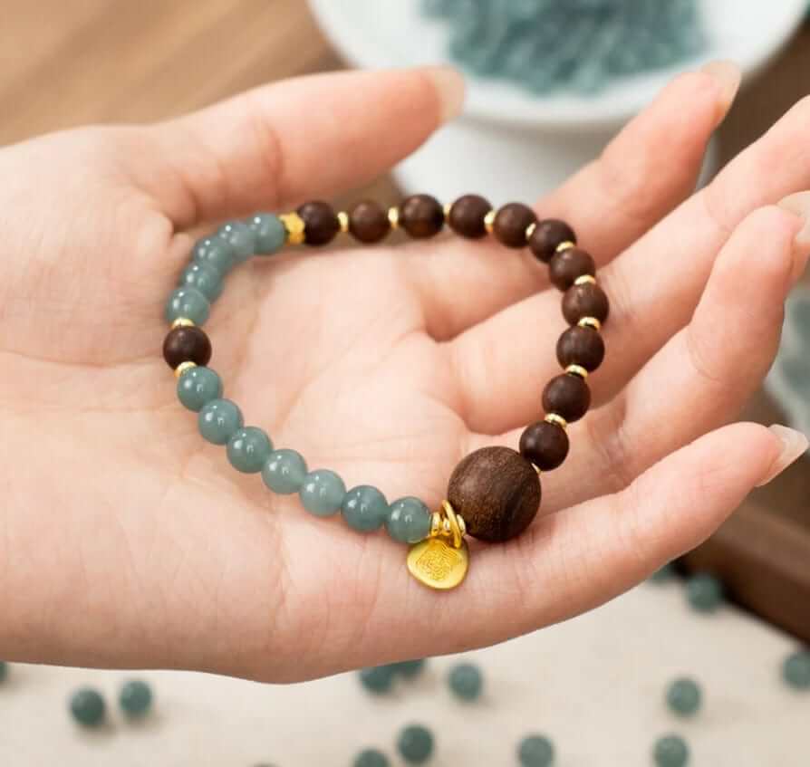 Tranquility Azure Dream Bracelet with blue gemstones on display 1