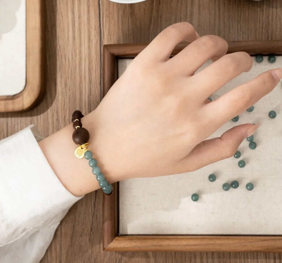 Tranquility Azure Dream Bracelet with blue gemstones on display 3