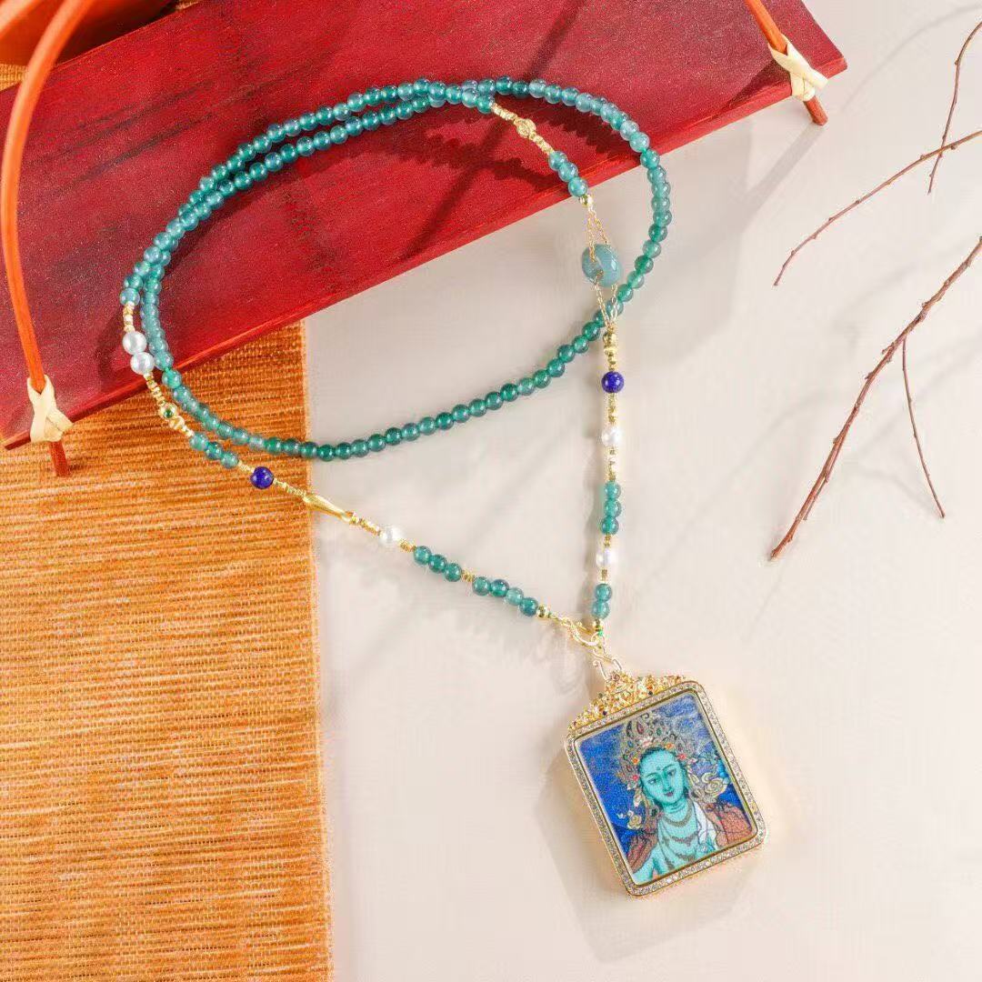 Jadeite Pearl Tara Auspicious Pendant BodhiBloom