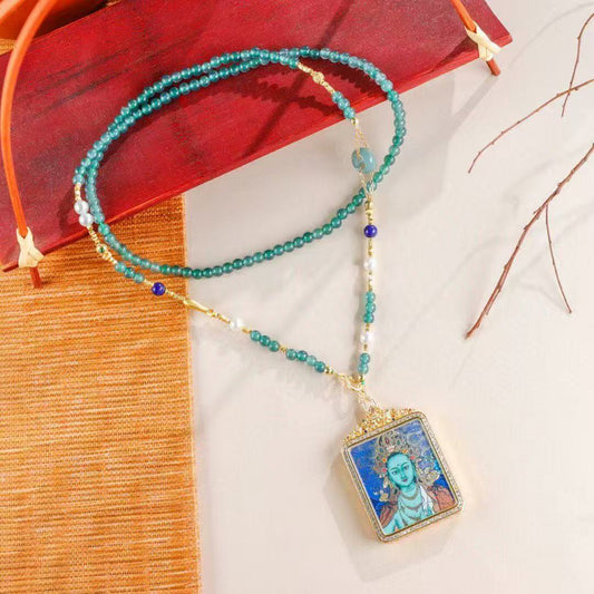 Jadeite Pearl Tara Auspicious Pendant BodhiBloom