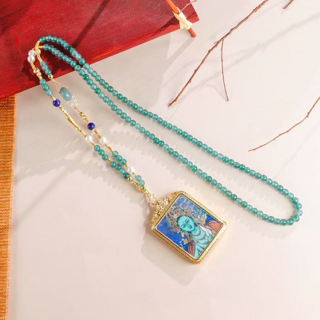 Jadeite Pearl Tara Auspicious Pendant BodhiBloom