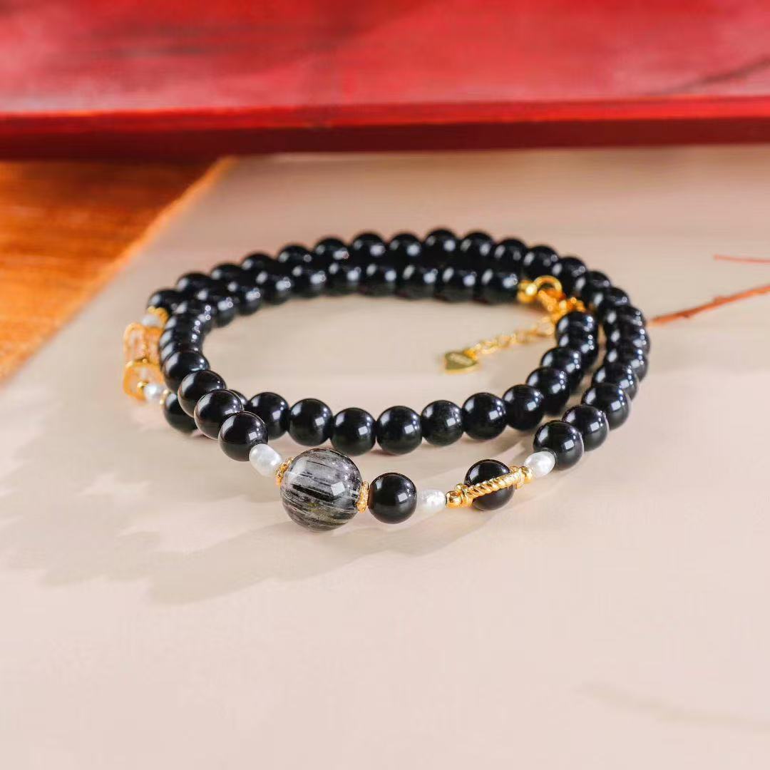 Obsidian Shield Bracelet BodhiBloom Double Strand