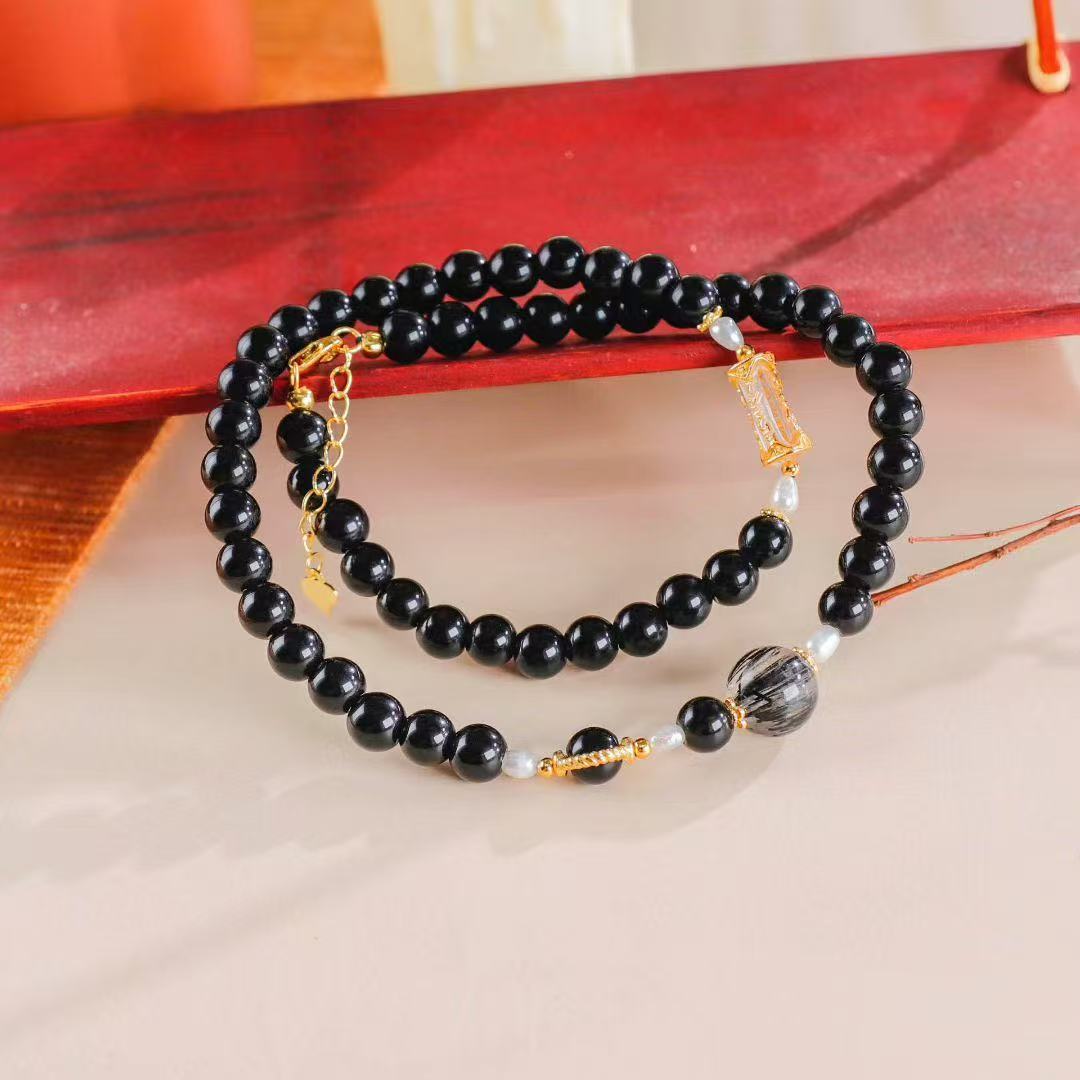 Obsidian Shield Bracelet BodhiBloom  Double Strand