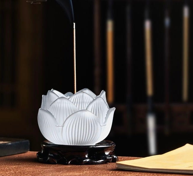 Glazed lotus incense holder BodhiBloom