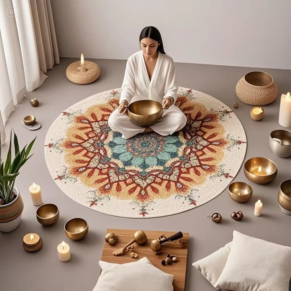 Mandala Meditation Healing Rug BodhiBloom, Round 