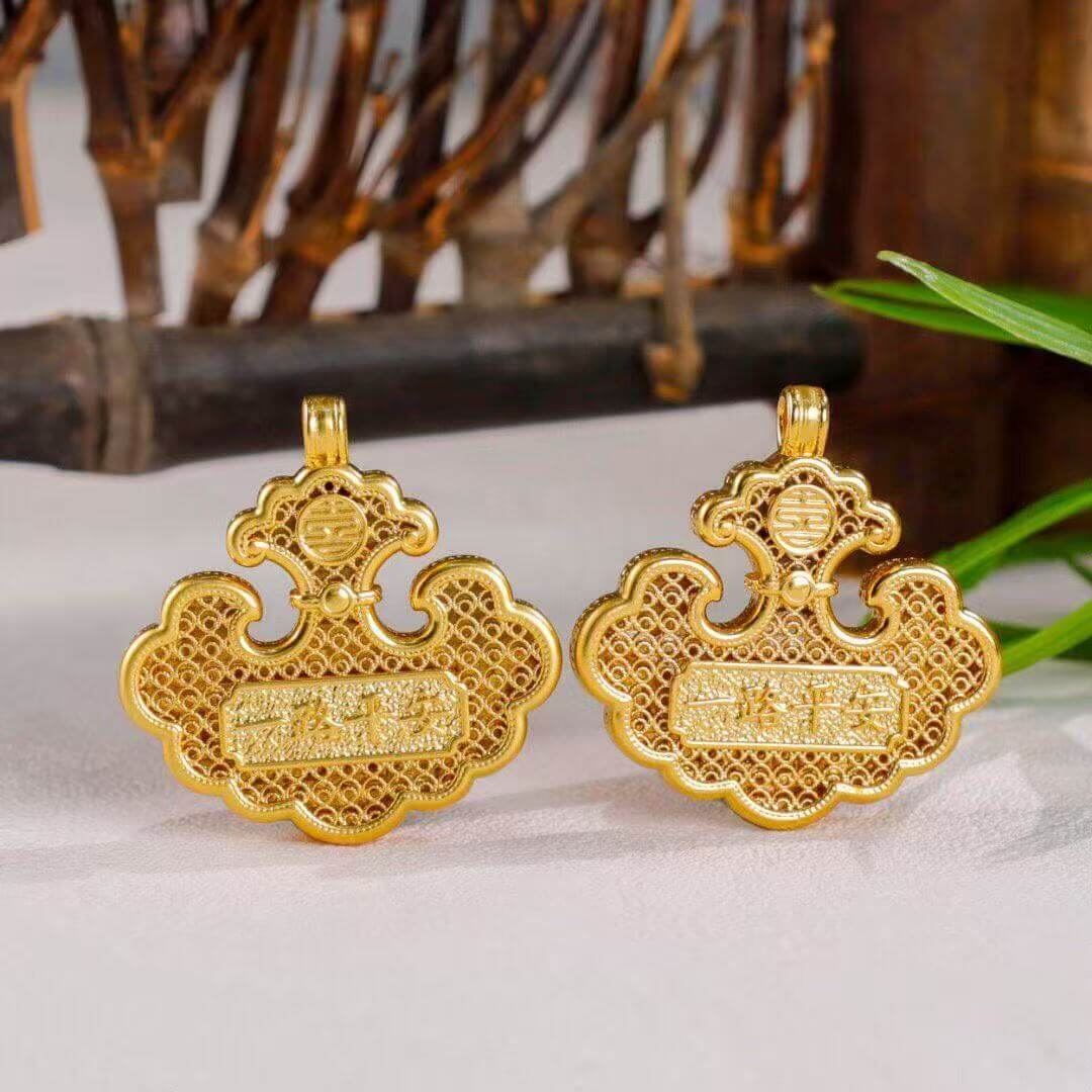 peaceful voyage deer mountain-water cloisonné pendant worn