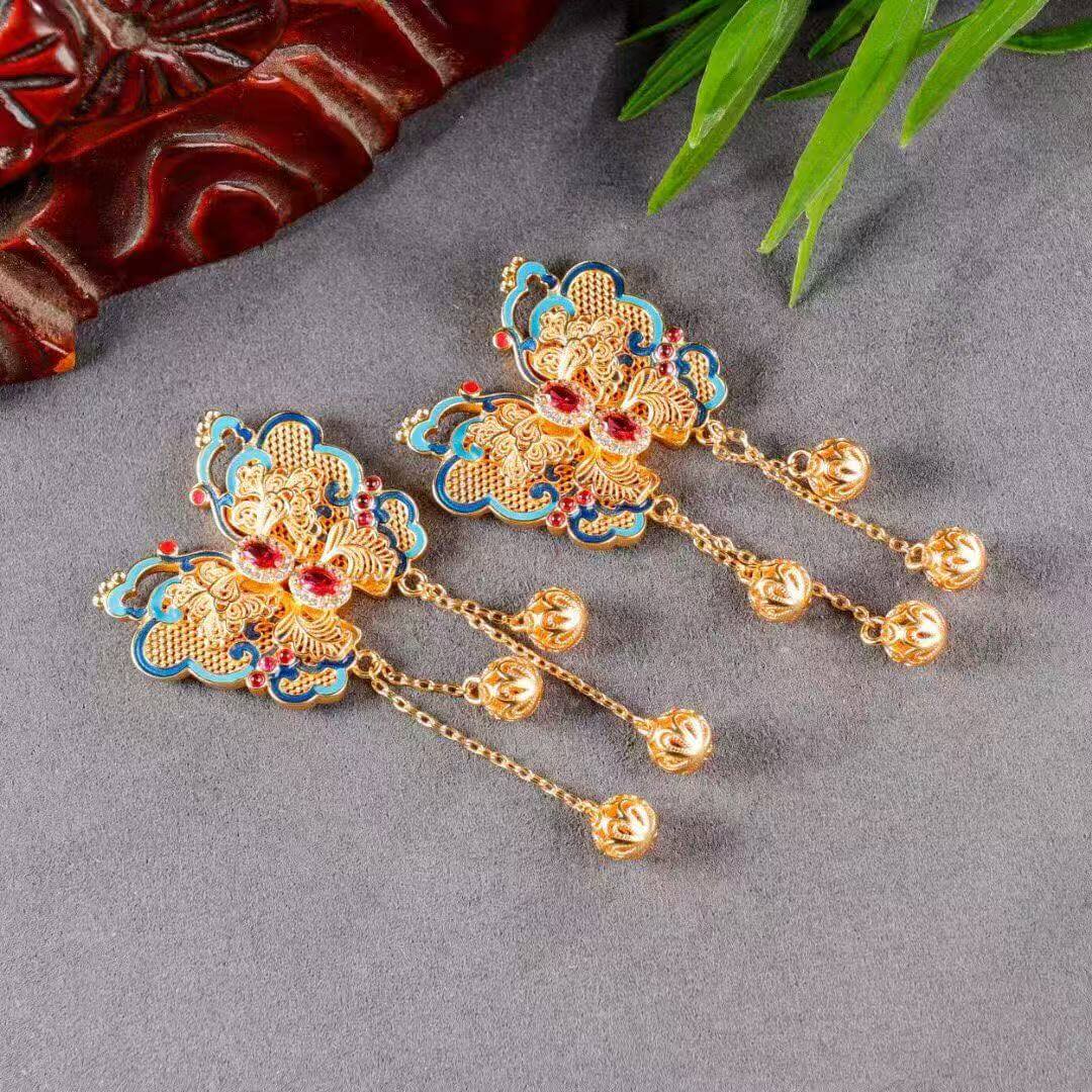 butterfly gleam filigree enamel pendant worn