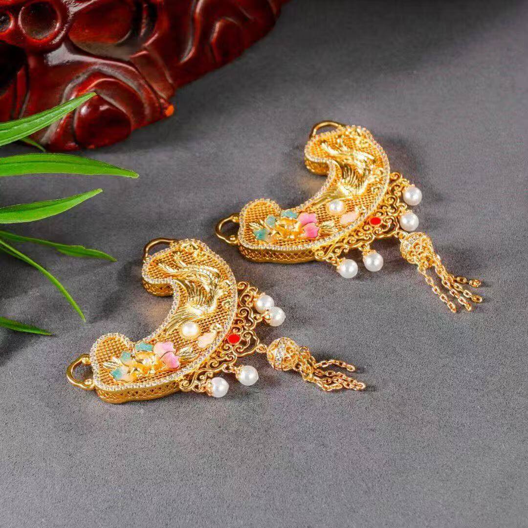 phoenix peony ruyi lock pendant detail 3