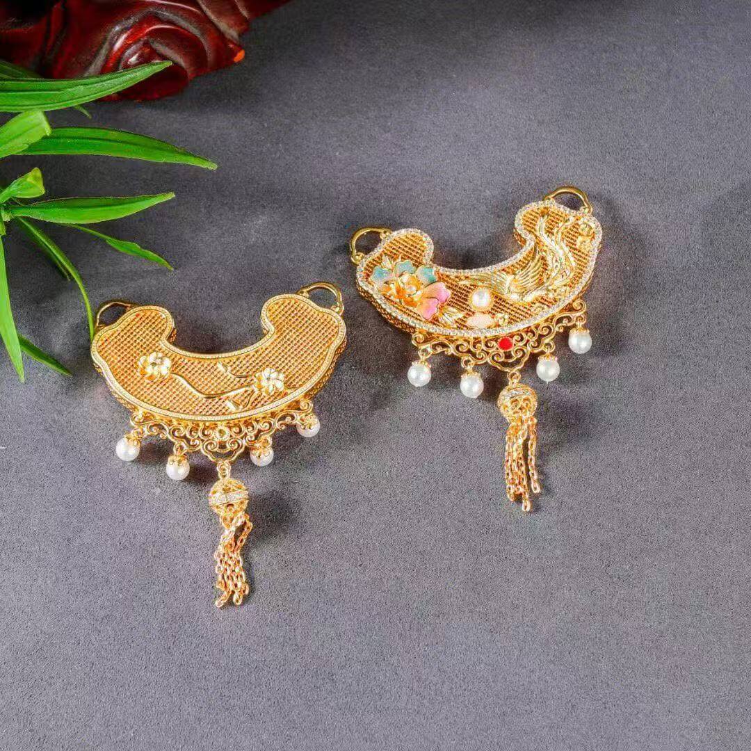 phoenix peony ruyi lock pendant worn 