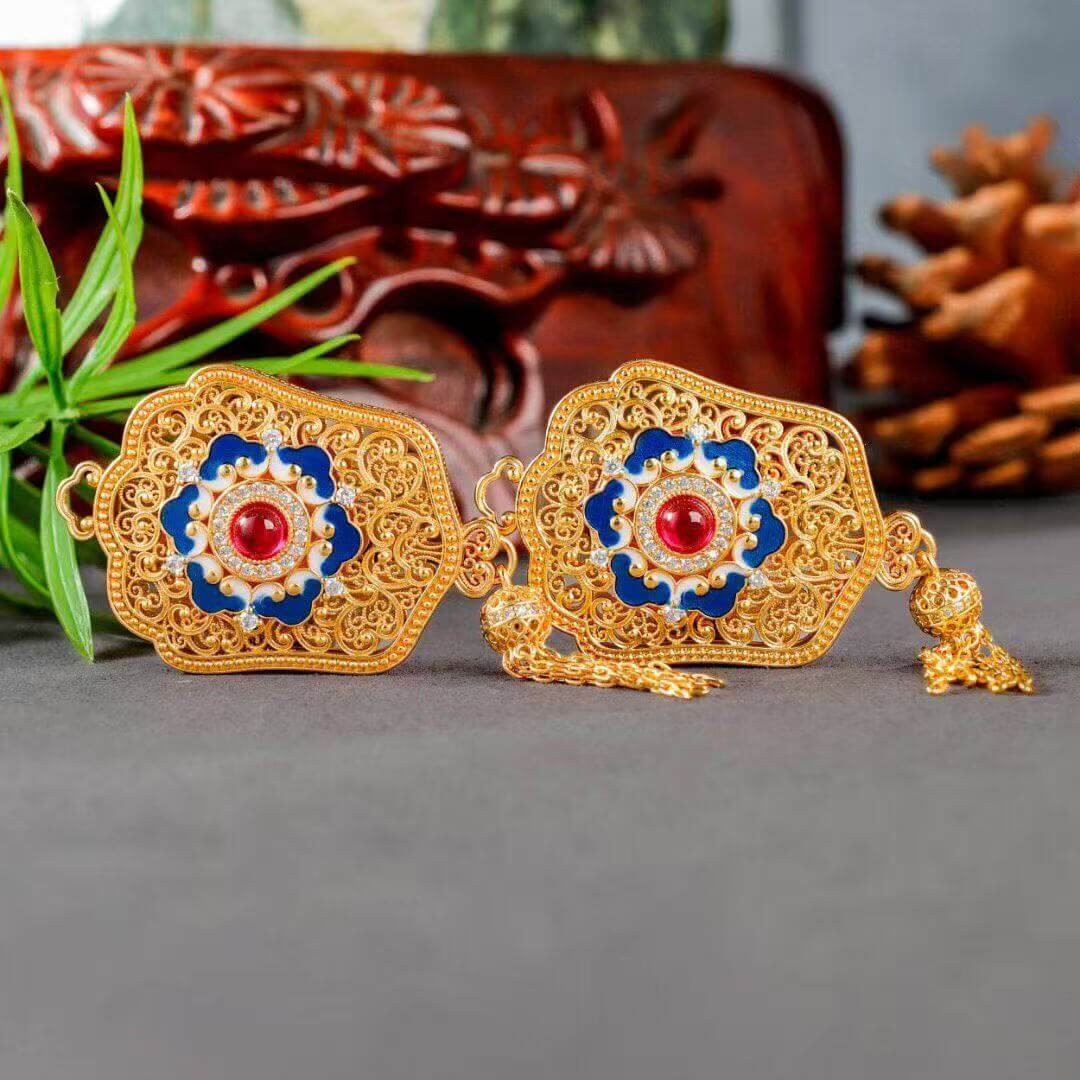 ruyi baoxiang flower prosperity pendant detail